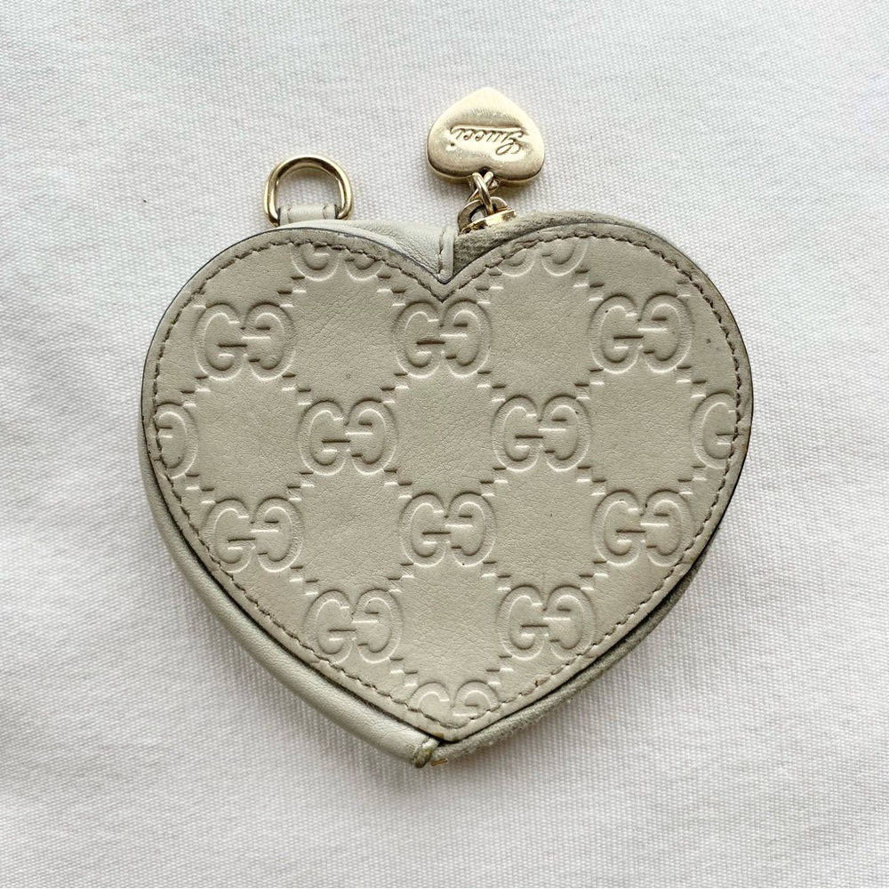 Gucci monogrammed heart coin purse authentic
